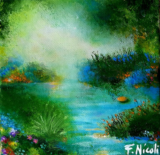Oasi di pace, Acrilico su tela 20x20 cm 