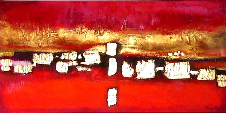 " Calde armonie" Acrilico e foglia oro 50x100 cm Collezione Privata