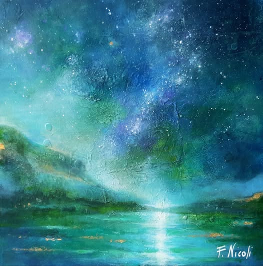 La via dei sogni, acrilico su tela 40x40 cm
