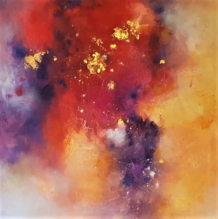 " L'essenza" Acrilico e foglia oro 80x80 cm