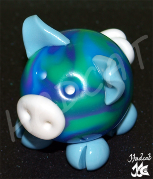 Hadcat polymer clay Fimo lucky pig