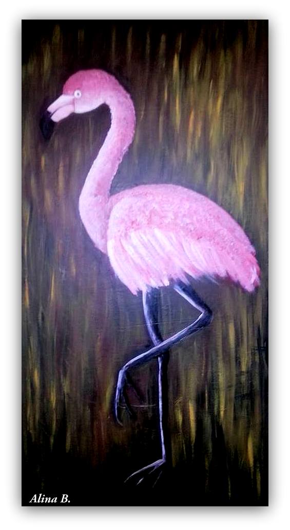 "Flamingas" akrilas, drobė  50x100cm