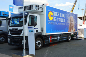 Ab dem 01.01.2019 sollen Elektro-Lkw komplett von der Maut befreit werden. Bild: Iveco E-truck. Bildquelle: Spielvogel/Wikipedia
