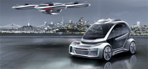 „Pop.Up Next“ soll Verkehrsprobleme in Städten lösen. Die ultraleichte, zweisitzige Passagierkabine lässt sich laut Audi entweder mit einem Auto- oder einem Flugmodul koppeln.