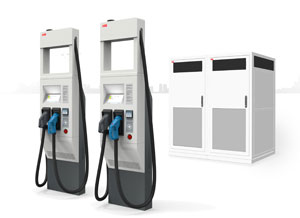 An der Hochleistungs-Ladestation Terra HP können Elektro-Fahrzeuge mit 175 bzw. 350 KW „tanken“