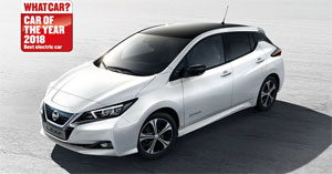 Bei den "What Car?"-Awards siegte der neue NISSAN LEAF in der Kategorie "Bestes Elektroauto 2018"