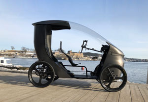 CityQ ist als E-Bike klassifiziert, aber mit vier Rädern ausgestattet und erreicht eine Höchstgeschwindigkeit von 25 km/h.