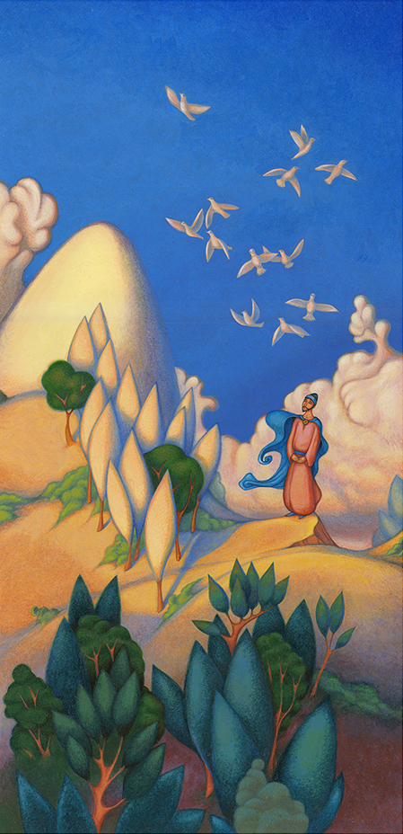 "Tes pensées", peinture acrylique sur papier beaux arts, format 25,5 x 53 cm