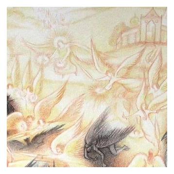 "Battle at dawn" - Detail - Color pencils study on white Fine Art paper