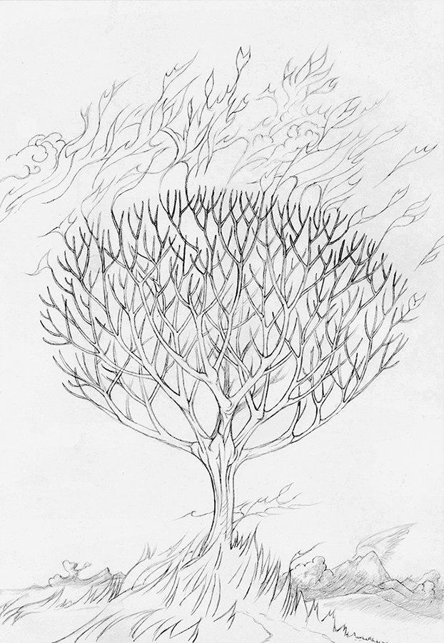 "Monde ardent" - Dessin préparatoire 