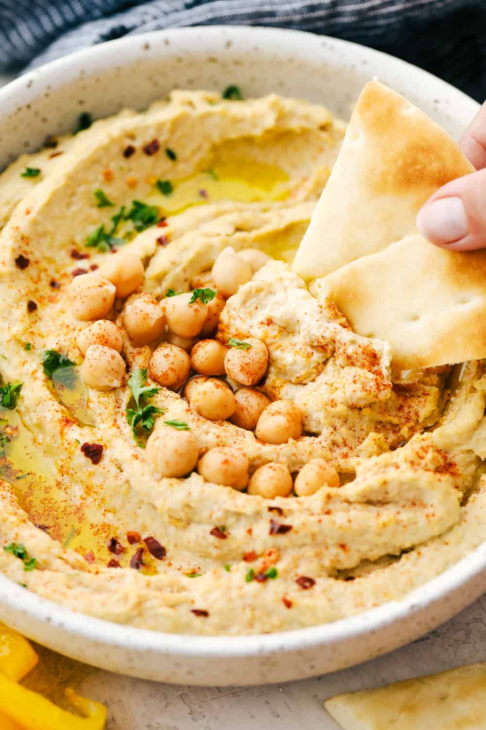 Kichererbsen Hummus mit Tahin/Sesamenpaste.