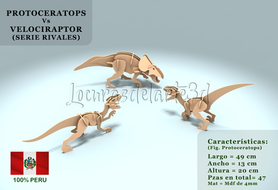 PROTOCERATOPS vs VELOCIRAPTOR - RIVALES (3 Figuras) - Costo: s/45