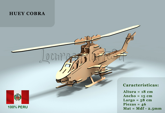 Huey Cobra - (corte láser) Costo: s/35