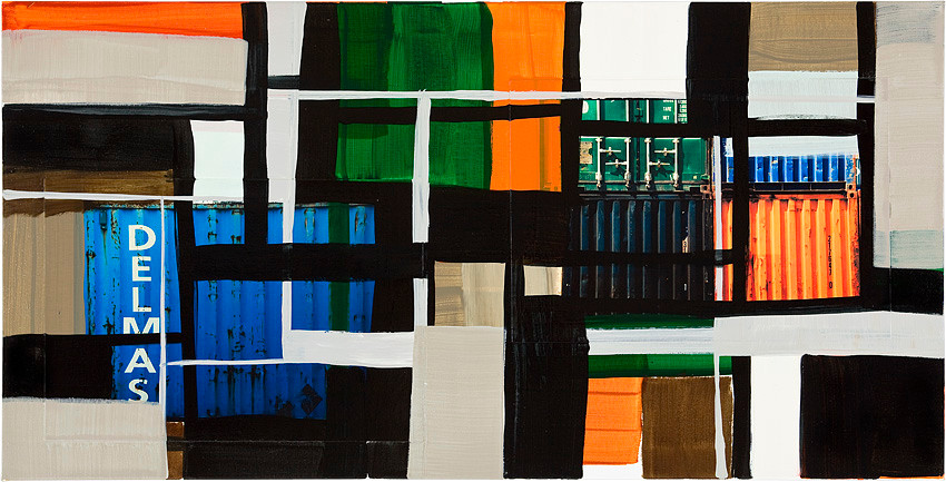 Monika Humm Global 64, 2013, Mischtechnik auf Leinwand, 60x120x2cm