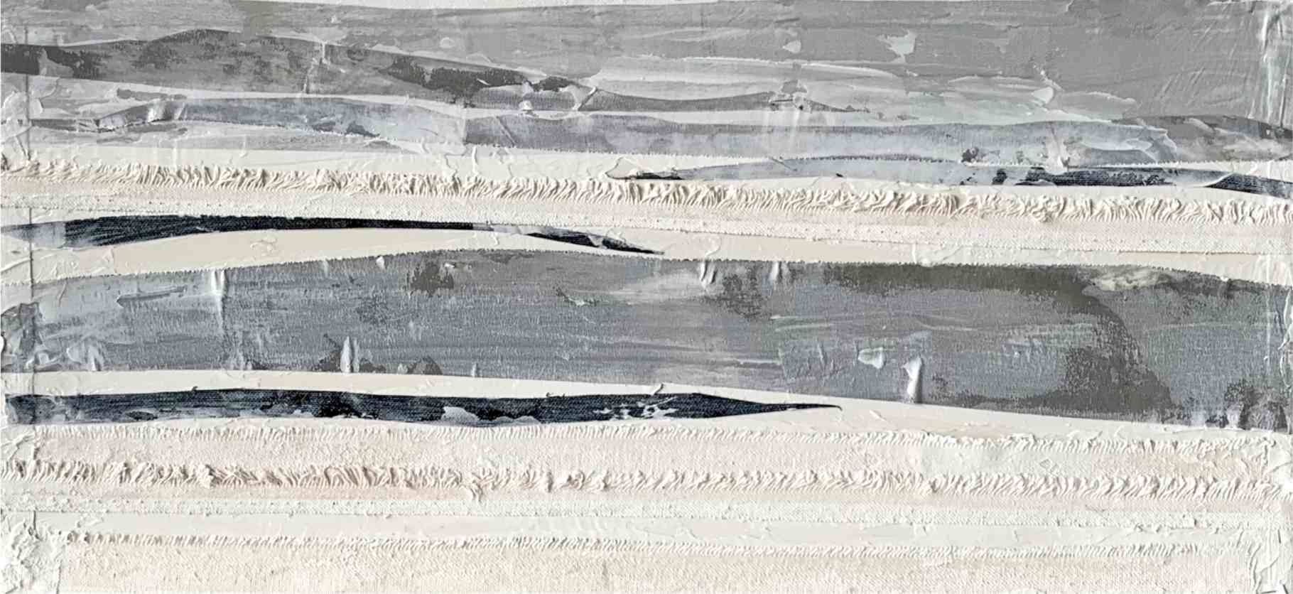 Monika Humm, Linien und Horizonte 6, 2023, MT auf Holzpappe, 25x53x5cm