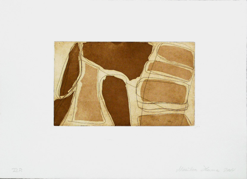 Monika Humm Aquatinta 1-brown 4, PG 13,5x2cm, Bütten 28,5x39cm