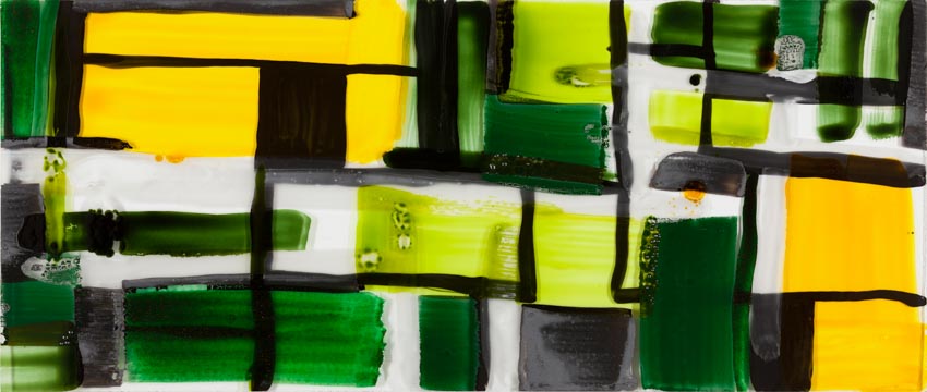 Monika Humm, Malerei auf Floatglas 3, 2013, 30x71x0,5cm