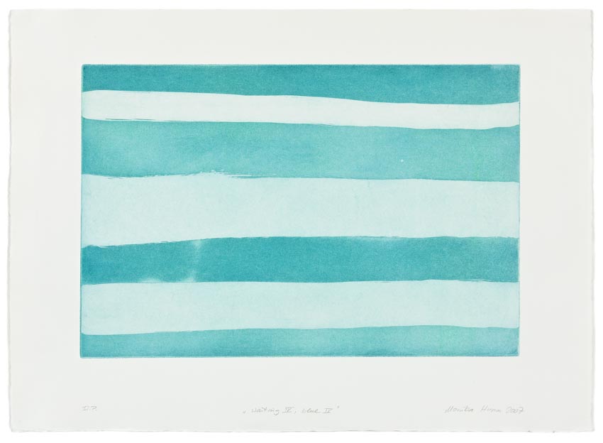 Monika Humm Waiting 4- blue 4, 2007, Aquatinta, PG 40x60cm, Buetten 57x78cm