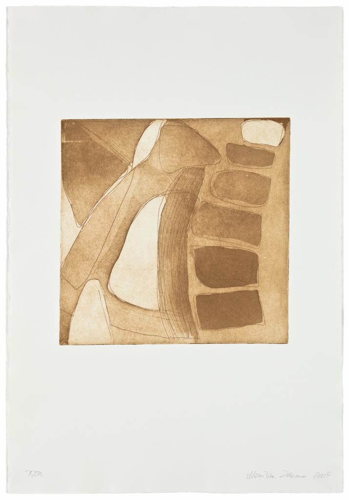 Monika Humm Aquatinta 3 - brown 1, PG 26,5x27 cm, Bütten 57x39cm