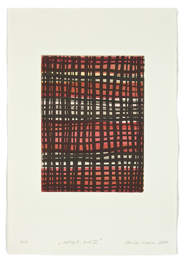 Monika Humm waiting I - grid 6 , 2007, Aquatinta, 4 Platten, PG 32x24cm auf Bütten 57x40cm