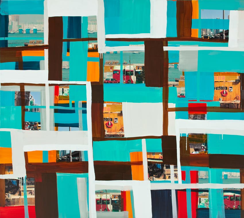Monika Humm Global - Hongkong 70, 2014 Mischtechnik auf Leinwand, 170x190x5cm