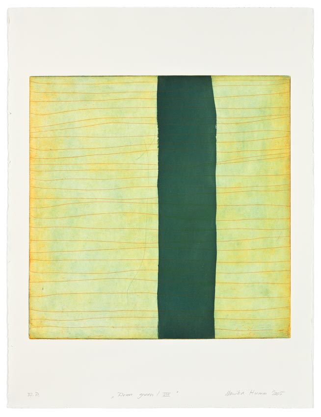 Monika Humm Aran - Green 8, 2005, Aquatinta und Strichätzung, 2 Platten, PG 50x50cm auf Bütten 76x57cm