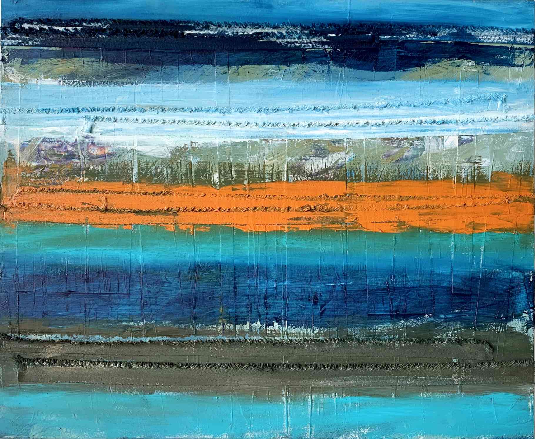 Monika Humm Indian Summer 18, 2023, MT auf Holz, 59x71x1cm