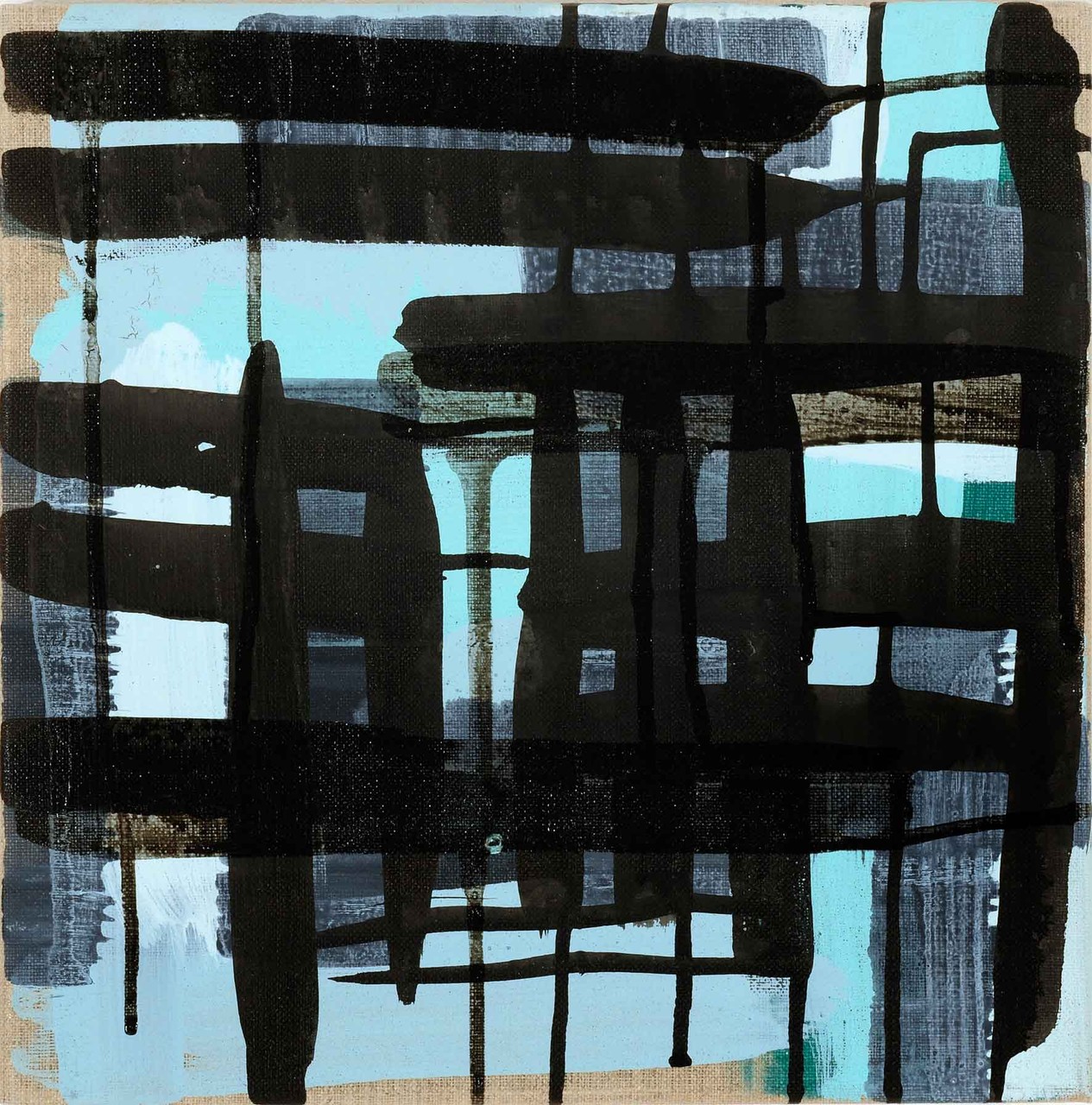 Monika Humm connected 2.4, 2007, Acrylmalerei auf Leinwand, 30x30x2cm