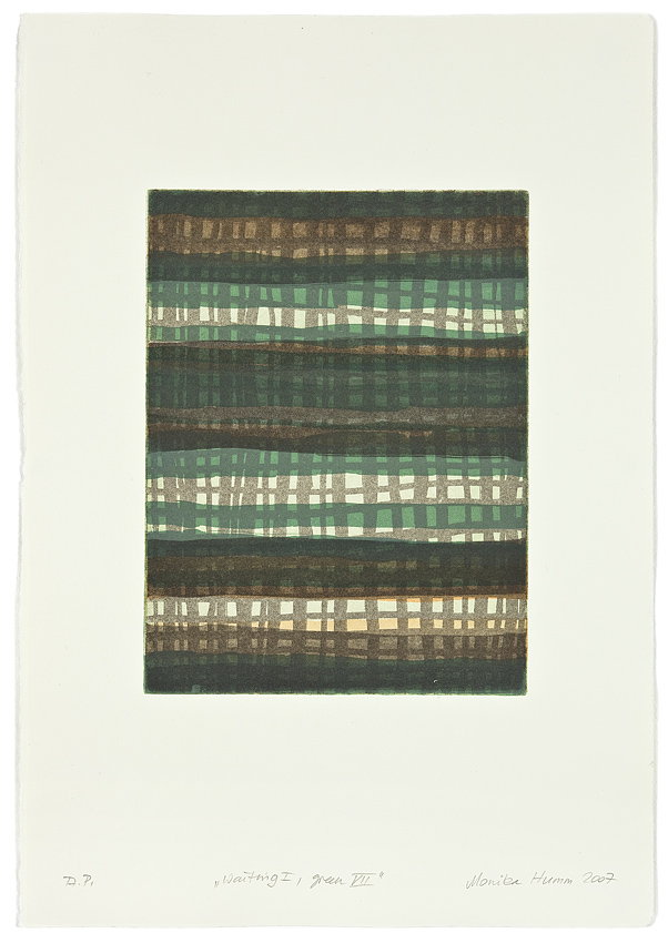 Monika Humm waiting I - green 7 , 2007, Aquatinta, 4 Platten, PG 32x24cm auf Bütten 57x40cm