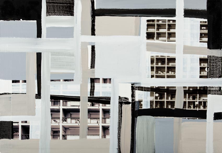 Monika Humm Global 47, 2012, Mischtechnik auf LW-Hartfaser, 70x100x0,5cm