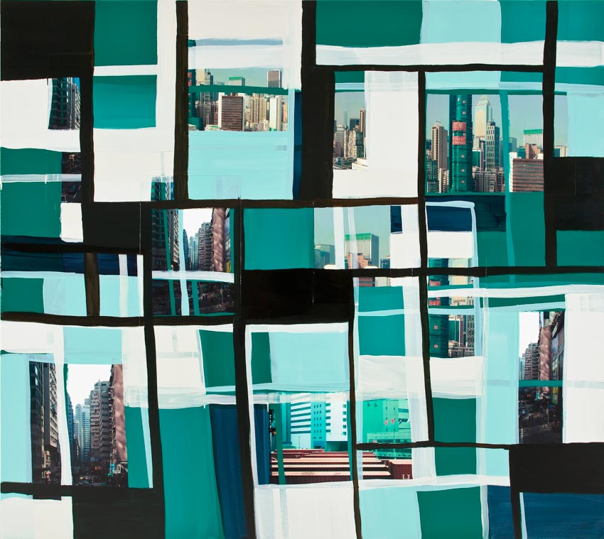 Monika Humm Global - Hongkong 70, 2014 Mischtechnik auf Leinwand, 170x190x5cm