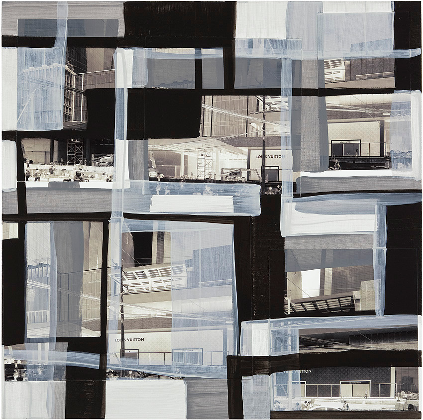 Monika Humm Global - Men at Work 17, 2015 Mischtechnik auf Holz, 80x80x3,5cm