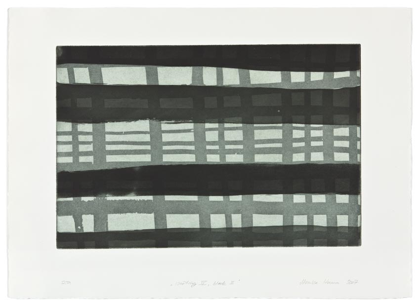 Monika Humm Waiting 4- black 2, 2007, Aquatinta, PG 40x60cm, Buetten 57x78cm