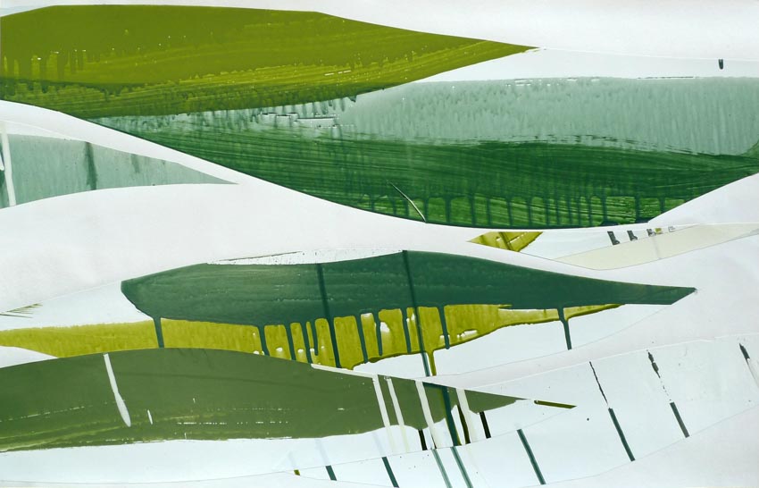 Monika Humm, Going on 65, 2013, Mischtechnik auf Papier, 35x55cm