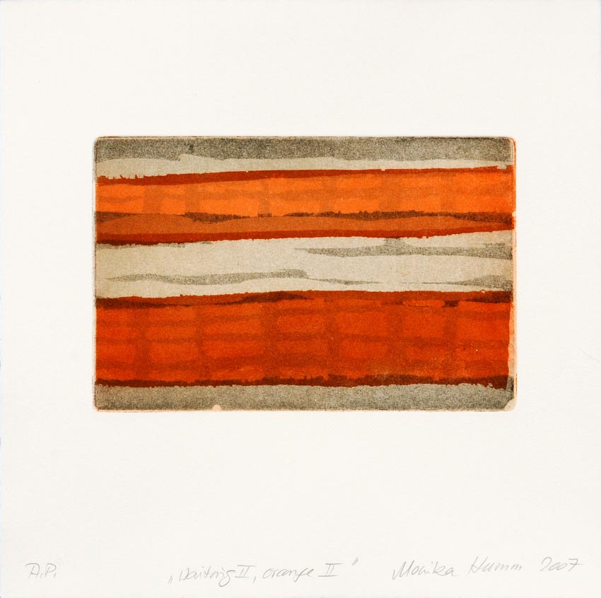 Monika Humm Waiting II - Orange II, 2007, Aquatinta, PG 13x20cm, auf Bütten 28x29cm 