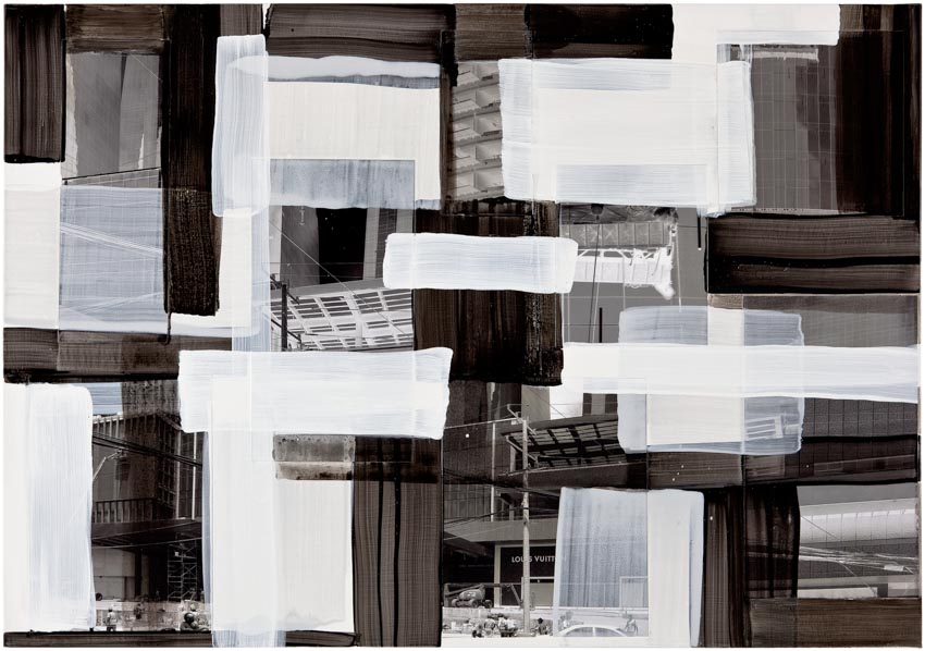 Monika Humm Global - Men at Work 23, 2015 Mischtechnik auf Holz, 70x100x3,5cm