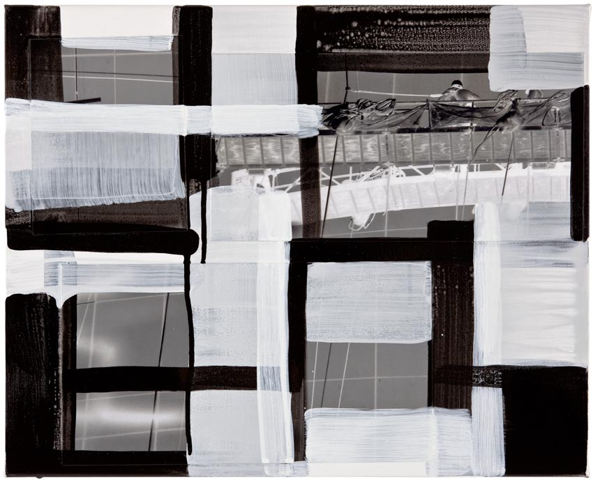 Monika Humm Global - Men at Work 28, 2015 Mischtechnik auf Holz, 40x50x2cm