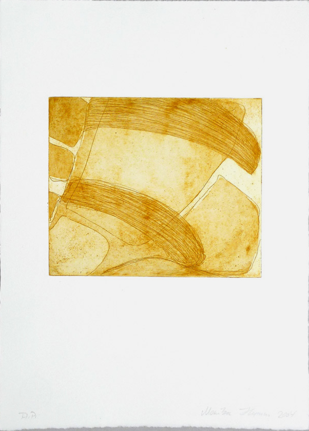 Monika Humm Aquatinta 2 - yellow-ochre 1, PG 16,5x20 cm, Bütten 37x28,5cm