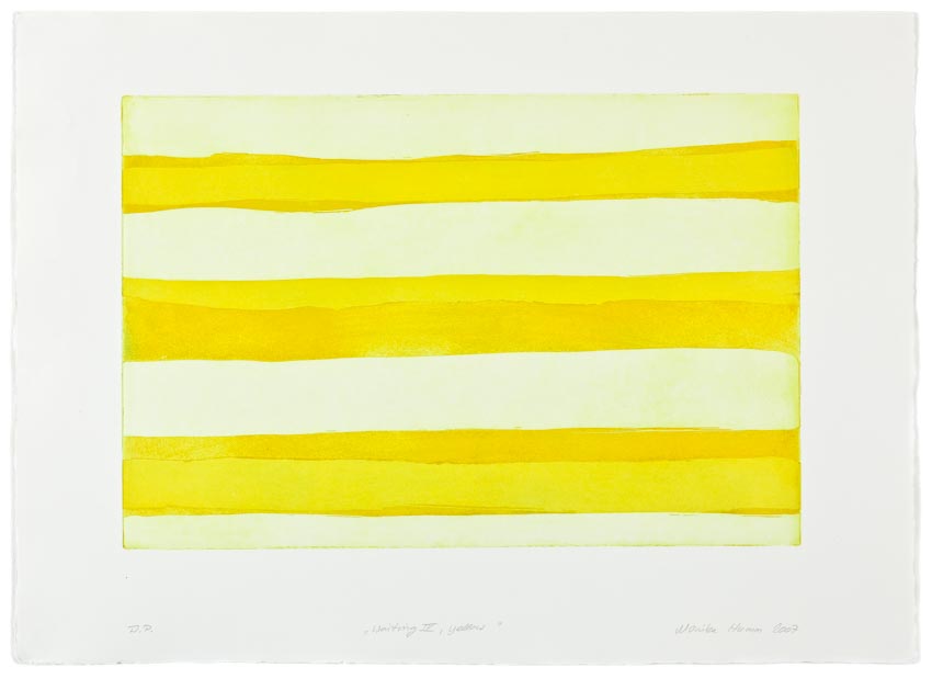 Monika Humm Waiting 4- yellow, 2007, Aquatinta, PG 40x60cm, Buetten 57x78cm