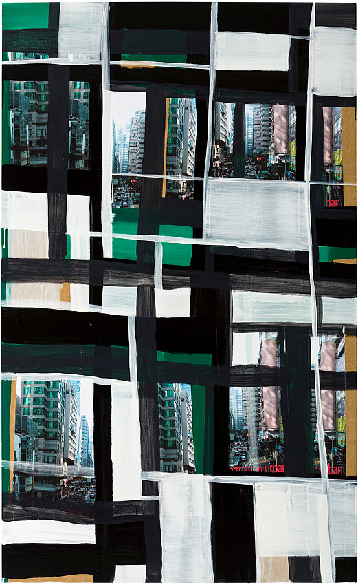 Monika Humm Global- Hongkong 56, 2012 Mischtechnik auf MDF, 186x113x3cm