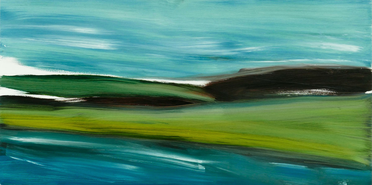 Monika Humm, Landscapes - Places of Longing 7, 2020, Öl/LW, 50 x100 x 1,5 cm