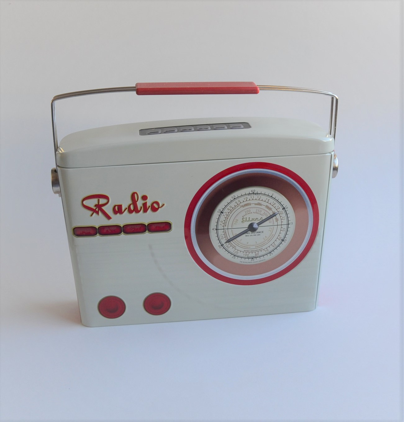 Radio Dose oben zu öffnen, kann z. B. mit Keksen befüllt werden oder als Deko