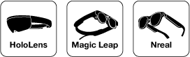 対応可能MRデバイス　HoloLens,Magic Leap,Nreal