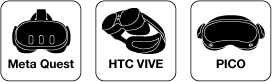 対応可能VRデバイス　Meta Quest,HTC VIVE,PICO
