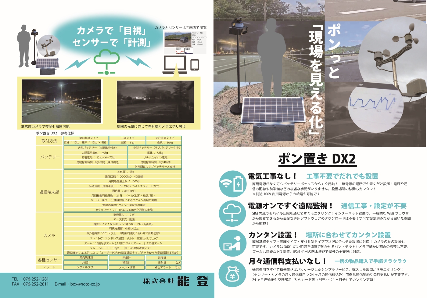 可搬式カメラユニット ポン置きDX2 - 株式会社能登 可搬式カメラユニット ポン置きDX2 - 株式会社能登