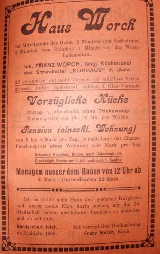 Seite aus dem Inselprospekt  von 1909