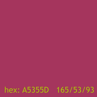 hex:   A5355D   rgb:     165/53/93      hsv:    338/67/64