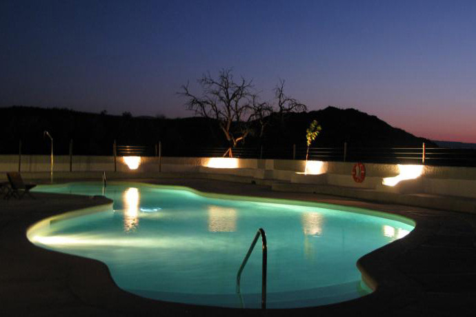 The common swimming pool at night