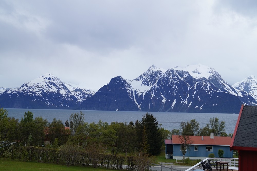 Blick von meiner Hütte auf den Fjord