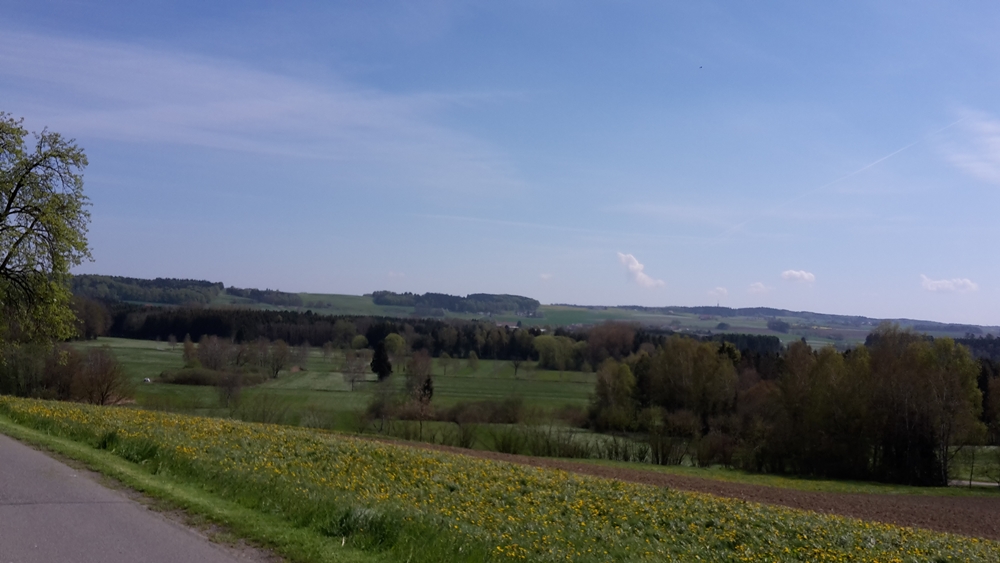 Auf dem Weg nach Hochberg, Blick zurück in Richtung Aulendorf